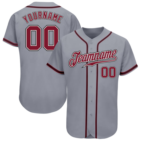 Custom Gray Crimson-Black Authentic Baseball Jersey Discount