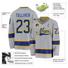 Laden Sie das Bild in den Galerie-Viewer, Custom Gray Royal-Gold Hockey Jersey
