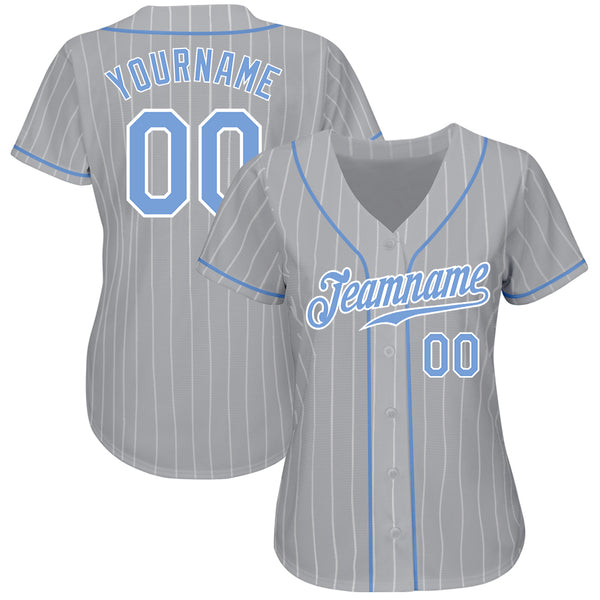 Cheap Custom Gray White Pinstripe Light Blue-White Authentic Baseball Jersey  Free Shipping – CustomJerseysPro