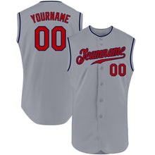 Load image into Gallery viewer, Custom Gray Red-Navy Authentic Sleeveless Baseball Jersey
