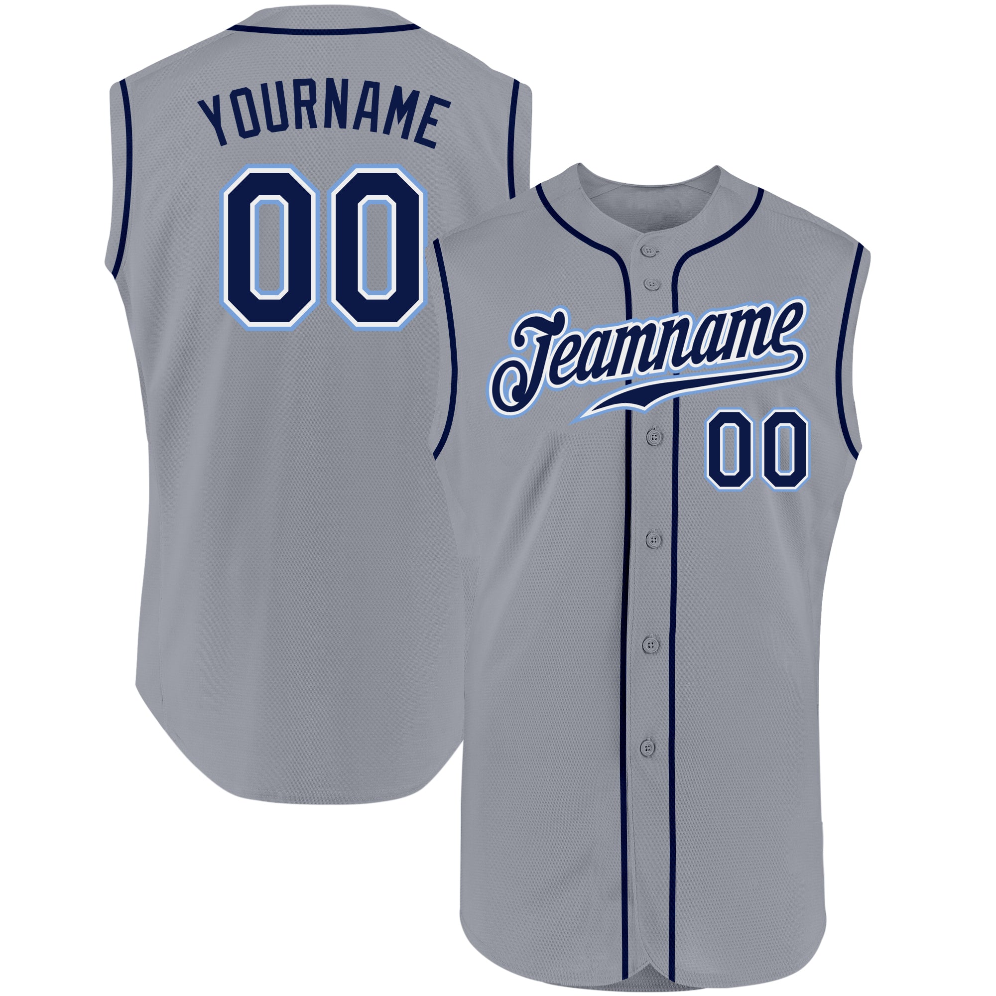 Custom Name Gray Dark Blue Powder Blue Custom Name Baseball Jerseys Shirt -  Freedomdesign