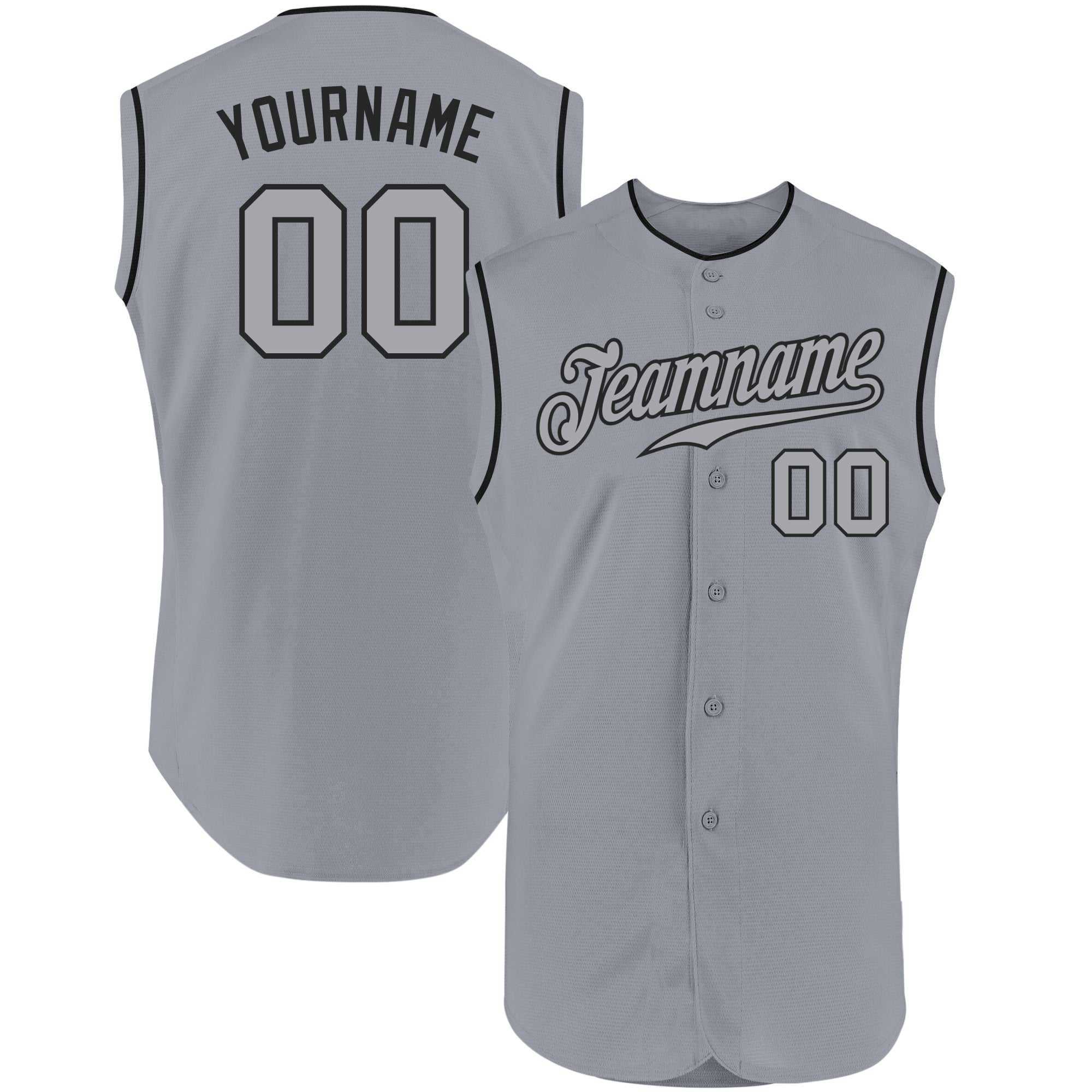 Cheap Custom Black Black-Gray Authentic Sleeveless Baseball Jersey