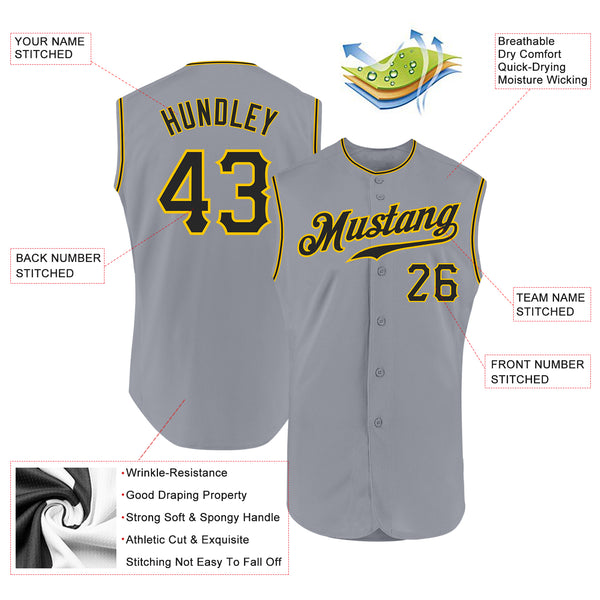 Custom Gray Black-Gold Authentic Two Tone Baseball Jersey