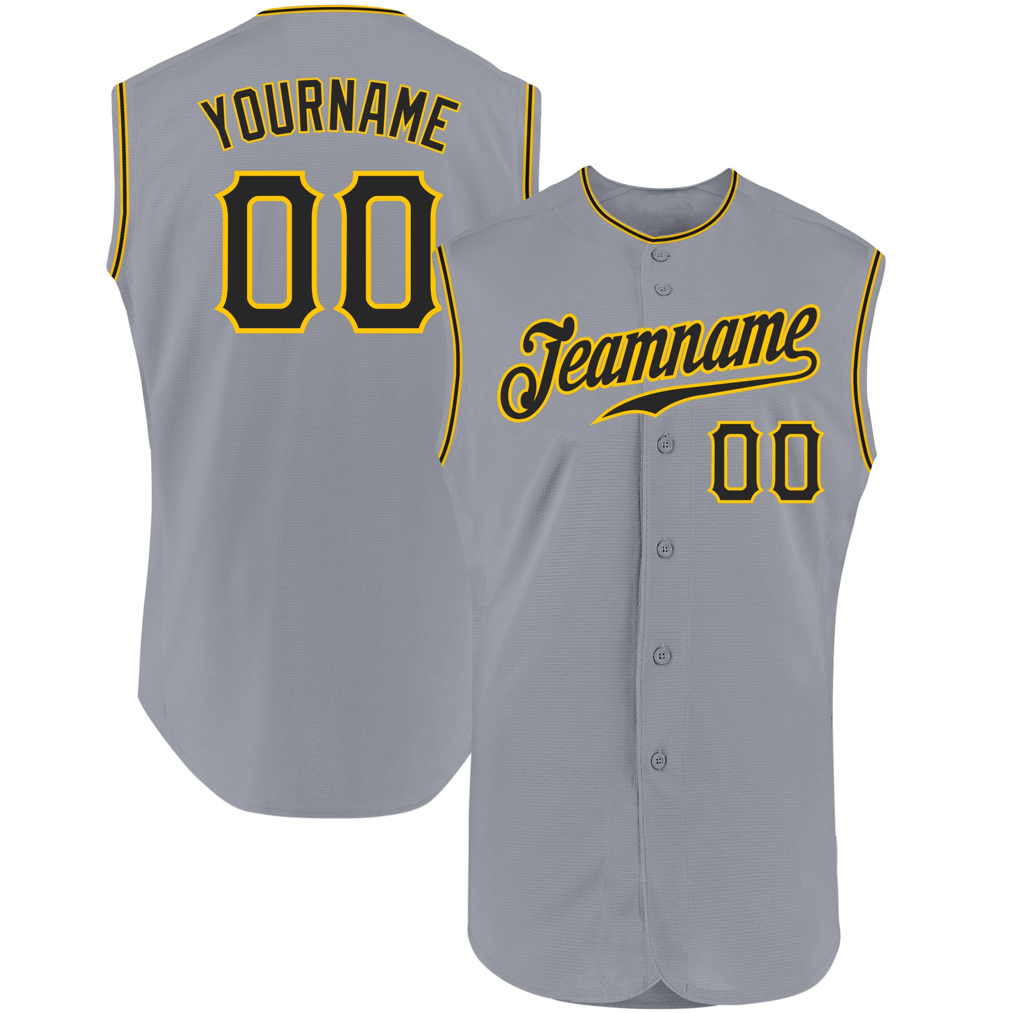 Custom Gray Black-Gold Authentic Two Tone Baseball Jersey