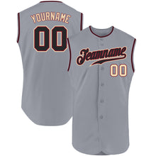 Load image into Gallery viewer, Custom Gray Black-Cream Authentic Sleeveless Baseball Jersey
