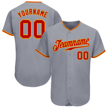 Load image into Gallery viewer, Custom Gray Red-Gold Authentic Baseball Jersey
