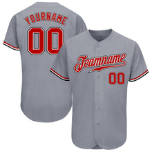 Load image into Gallery viewer, Custom Gray Red White-Black Authentic Baseball Jersey
