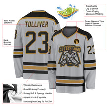 Laden Sie das Bild in den Galerie-Viewer, Custom Gray Black-Old Gold Hockey Jersey
