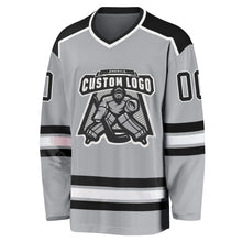 Laden Sie das Bild in den Galerie-Viewer, Custom Gray Black-White Hockey Jersey
