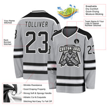 Laden Sie das Bild in den Galerie-Viewer, Custom Gray Black-White Hockey Jersey
