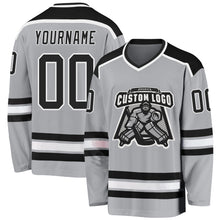 Laden Sie das Bild in den Galerie-Viewer, Custom Gray Black-White Hockey Jersey
