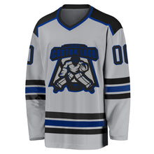 Laden Sie das Bild in den Galerie-Viewer, Custom Gray Black-Royal Hockey Jersey
