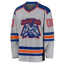 Laden Sie das Bild in den Galerie-Viewer, Custom Gray Orange-Royal Hockey Jersey
