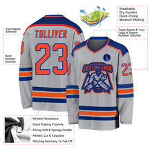 Laden Sie das Bild in den Galerie-Viewer, Custom Gray Orange-Royal Hockey Jersey
