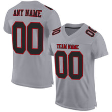 Load image into Gallery viewer, Custom Gray Black-Red Mesh Authentic Football Jersey
