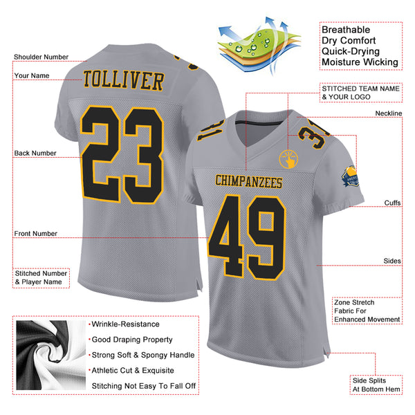 Cheap Custom Black Black-Old Gold Mesh Authentic Throwback Football Jersey  Free Shipping – CustomJerseysPro