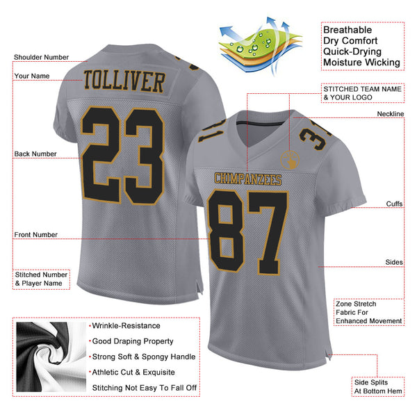 Cheap Custom Midnight Green White-Old Gold Mesh Authentic Football Jersey  Free Shipping – CustomJerseysPro