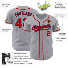 Load image into Gallery viewer, Custom Gray Red-Navy Authentic Baseball Jersey
