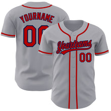 Load image into Gallery viewer, Custom Gray Red-Navy Authentic Baseball Jersey
