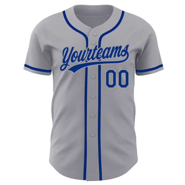 Cheap Custom Gray Royal Authentic Baseball Jersey Free Shipping