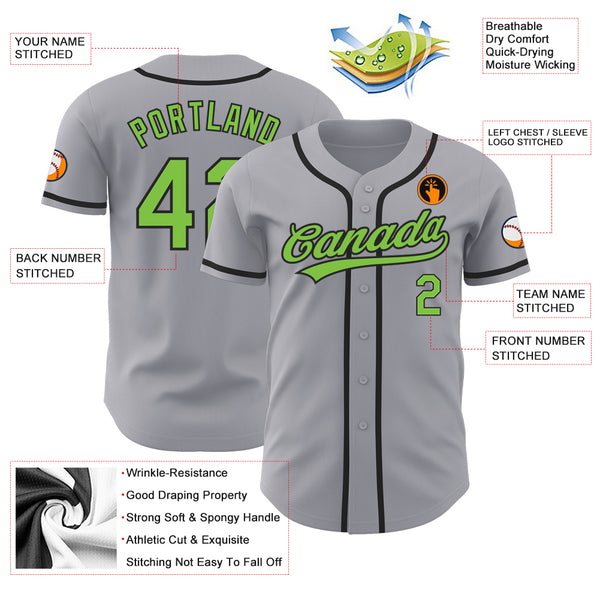 Cheap Custom Gray Neon Green-Black Authentic Baseball Jersey Free Shipping  – CustomJerseysPro