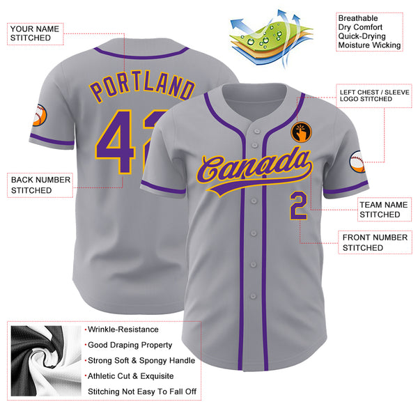 Sale Build Gold Baseball Authentic Purple Jersey White – CustomJerseysPro