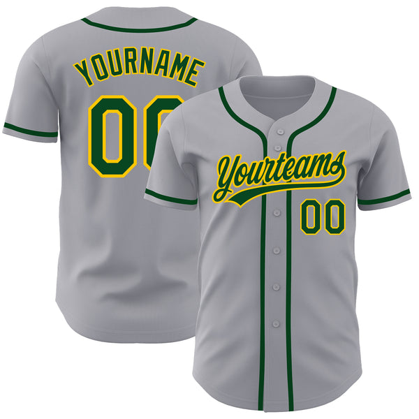 Cheap Custom Gray Green-Gold Authentic Baseball Jersey Free Shipping –  CustomJerseysPro