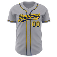 Load image into Gallery viewer, Custom Gray Navy-Gold Authentic Baseball Jersey
