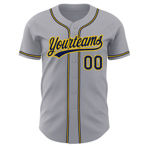 Custom Gray Navy-Gold Authentic Baseball Jersey