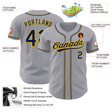 Load image into Gallery viewer, Custom Gray Navy-Gold Authentic Baseball Jersey
