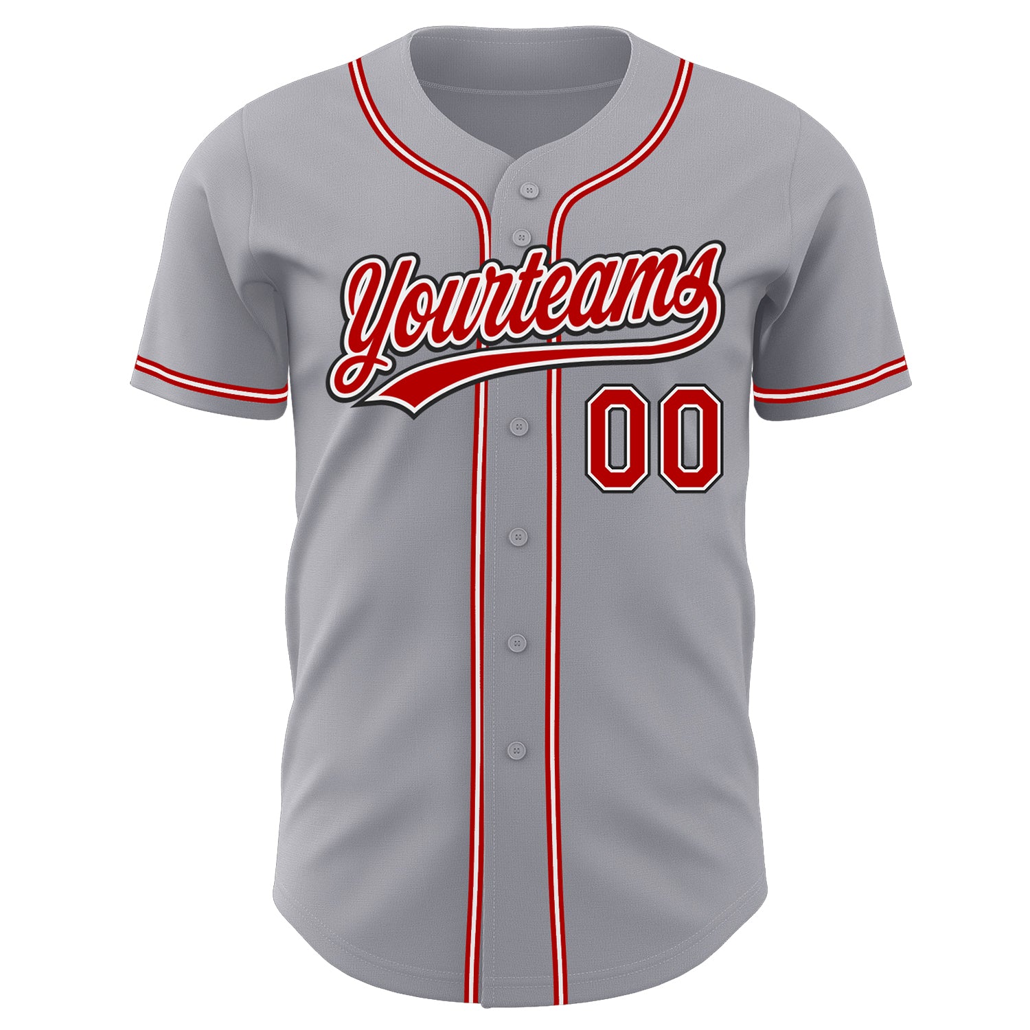 Custom Gray Red-Black Authentic Two Tone Baseball Jersey