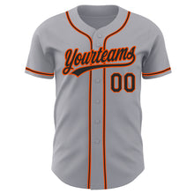 Load image into Gallery viewer, Custom Gray Black-Orange Authentic Baseball Jersey
