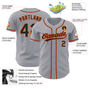 Custom Gray Black-Orange Authentic Baseball Jersey