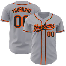 Load image into Gallery viewer, Custom Gray Black-Orange Authentic Baseball Jersey
