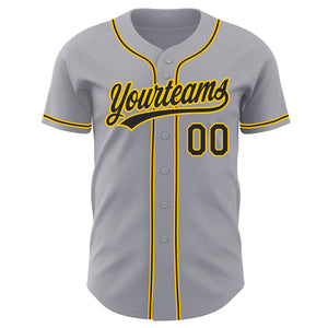 Custom Gray Black-Gold Authentic Baseball Jersey