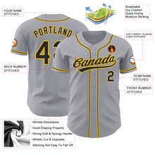 Load image into Gallery viewer, Custom Gray Black-Gold Authentic Baseball Jersey
