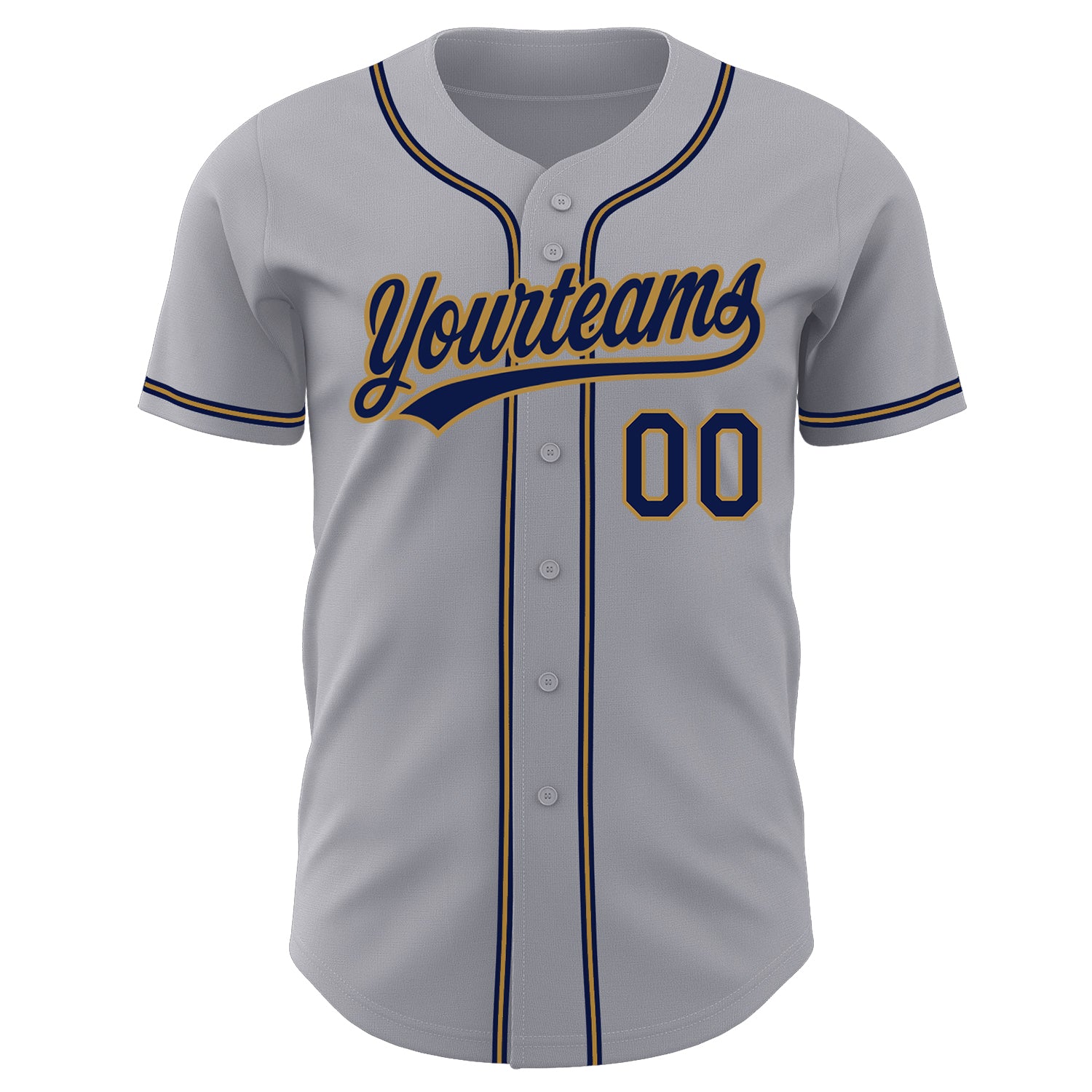 Custom Gray Navy-Old Gold Authentic Baseball Jersey Women's Size:XL