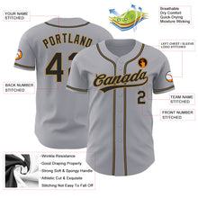 Load image into Gallery viewer, Custom Gray Black-Old Gold Authentic Baseball Jersey
