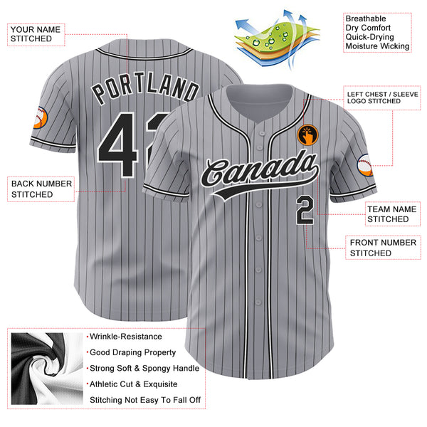 Custom Black Gray Pinstripe White-Gray Authentic Baseball Jersey –  CustomJerseysPro