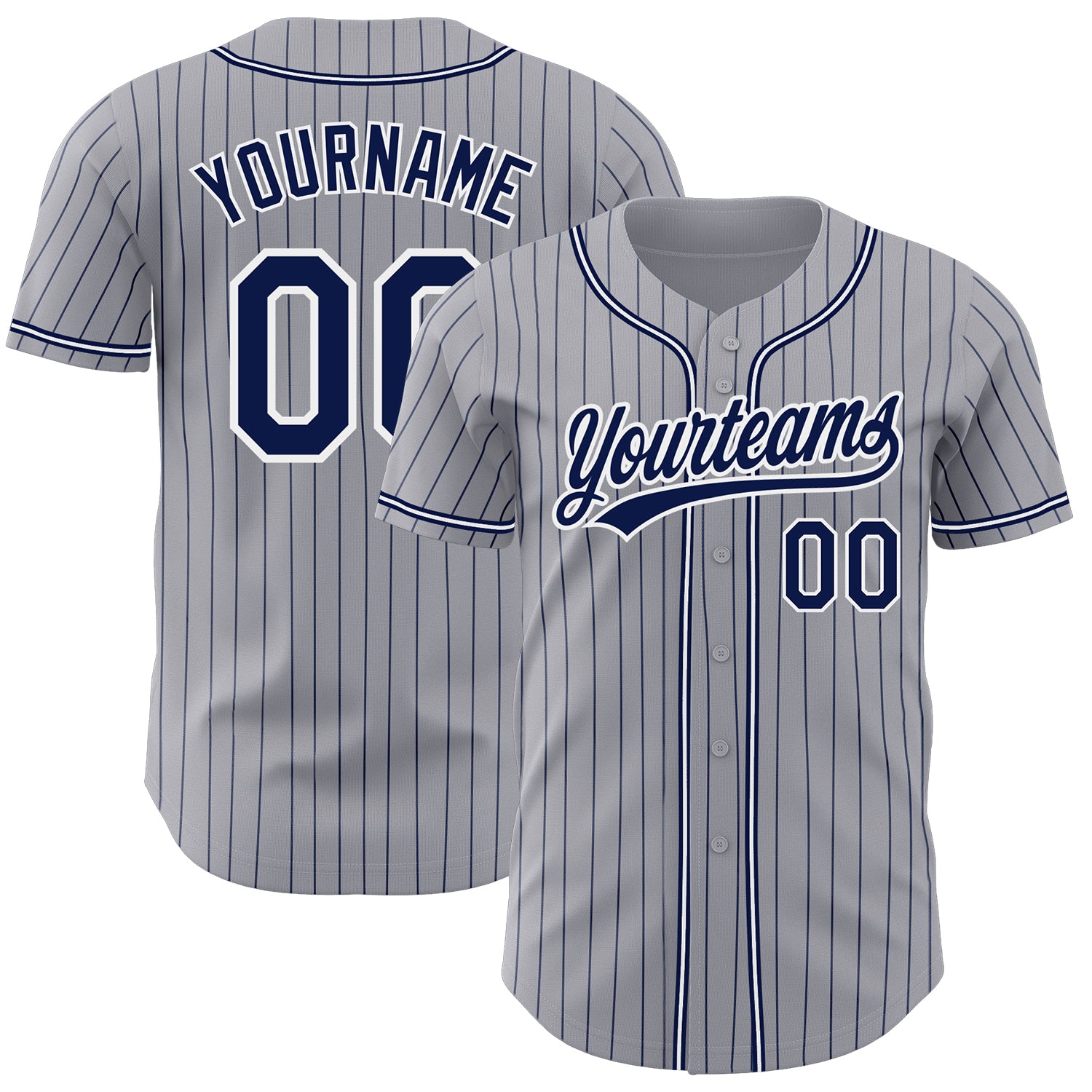 Custom Gray Navy Pinstripe Navy-White Authentic Baseball Jersey Discount