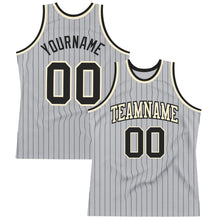 Charger l&#39;image dans la galerie, Custom Gray Black Pinstripe Black-Cream Authentic Basketball Jersey
