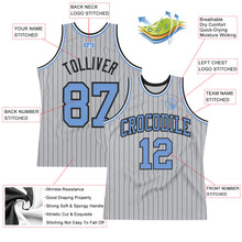 Charger l&#39;image dans la galerie, Custom Gray Black Pinstripe Light Blue Authentic Basketball Jersey
