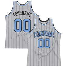 Charger l&#39;image dans la galerie, Custom Gray Black Pinstripe Light Blue Authentic Basketball Jersey
