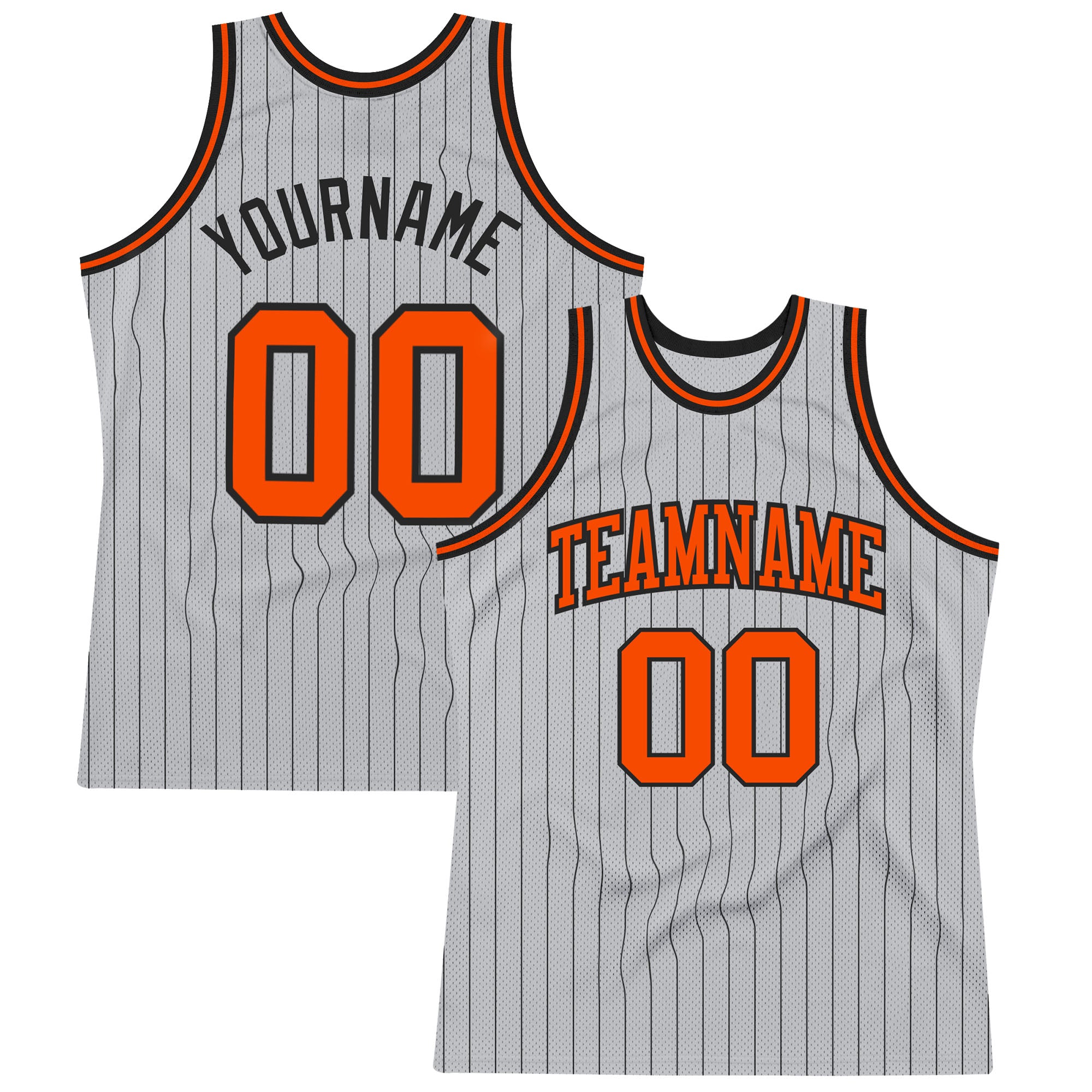 Custom Cream Black Pinstripe Black-Orange Authentic Basketball Jersey  Discount