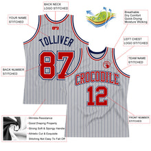 Charger l&#39;image dans la galerie, Custom Gray Navy Pinstripe Red-White Authentic Basketball Jersey
