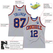 Charger l&#39;image dans la galerie, Custom Gray Royal Pinstripe Royal-Orange Authentic Basketball Jersey
