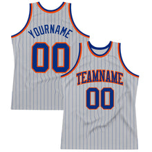 Charger l&#39;image dans la galerie, Custom Gray Royal Pinstripe Royal-Orange Authentic Basketball Jersey
