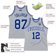 Charger l&#39;image dans la galerie, Custom Gray Royal Pinstripe Royal-White Authentic Basketball Jersey
