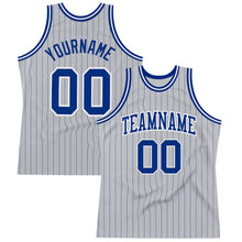 Charger l&#39;image dans la galerie, Custom Gray Royal Pinstripe Royal-White Authentic Basketball Jersey
