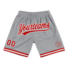 Загрузить изображение в средство просмотра галереи, Custom Gray Red-White Authentic Throwback Basketball Shorts
